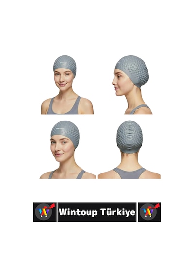 Bone Yumuşak Elastik Silikon Havuz Deniz Yüzme Kulağa Su Kaçırmaz Büyük Beden Saç Bonesi İkili Set Çok Renkli