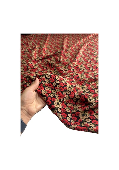 Pamuk Viskon Kumaş 150 Cm En Dökümlü Elbiselik Şalvarlık 1000 -115 Bej-kırmızı