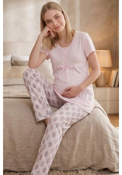 Mecit Pijama Mecit 6350 Pembe Hamile Lohusa Pijama Takımı