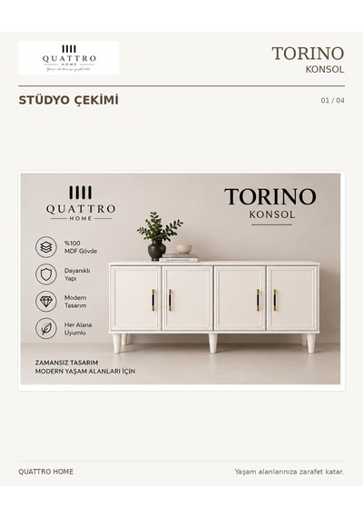 Torıno Konsol Krem Açık Ceviz