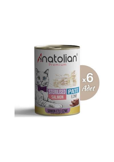 Anatolian Premium Somonlu Ezme Kısırlaştırılmış Kedi Konservesi 400 gr x 6 Adet