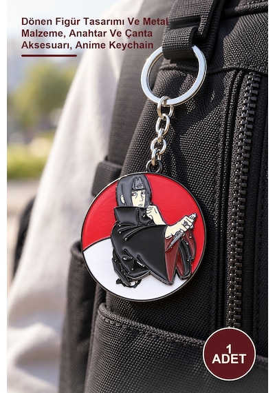 1 Adet Metal Dönen Anime Figür Anahtarlık Dönen Figür Tasarımı Ve Metal Malzeme, Anahtar Ve Çanta Aksesuarı, Anime Keychain