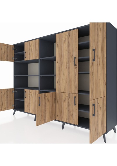 Hyperion Dolap 14 Raflı 9 Kapaklı 220x44x163 Antrasit-çam/antrasit Atlas Çam/antrasıt - Antrasıt Hyperion Dolap 14 Raflı 9 Kapaklı 220x44x163 Antrasit-çam/antrasit Atlas Çam/antrasıt - Antrasıt