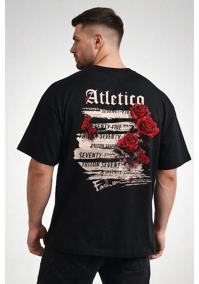 Yolo Street Oversize Siyah Tişört Erkek Atletico Gül Baskılı, 250 Gsm Premium %100 Pamuk, Sırt Baskılı Tişört Siyah Yolo Street Oversize Siyah Tişört Erkek Atletico Gül Baskılı, 250 Gsm Premium %100 Pamuk, Sırt Baskılı Tişört Siyah