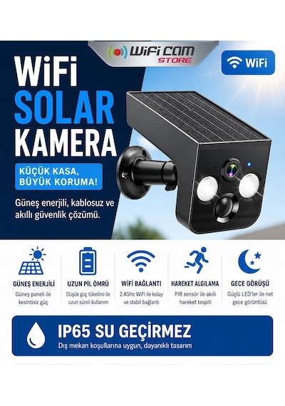 2k Mini Güneş Enerjili Akıllı Wifi Güvenlik Kamerası