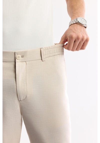 Avva Erkek Bej Yandan Cepli Beli Lastikli Soft Touch Comfort Slim Fit Pantolon A51y3217