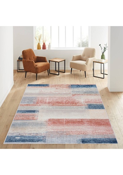 Rovigo Home Dijital Baskı Yıkanabilir Kaymaz Taban Salon Halısı Rvg0591 Mavi