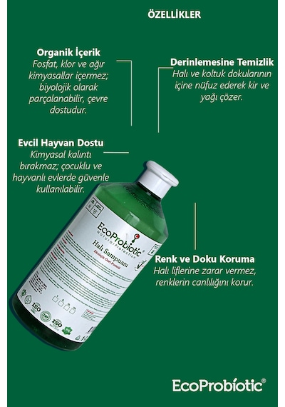 Organik Halı Temizleme Şampuanı 1 Lt. Leke Ve Kir Karşıtı Tekli