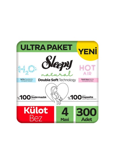 Sleepy 4 Beden Külot Bez Natural Double Soft Ultra Paket 100x3 300 Adet