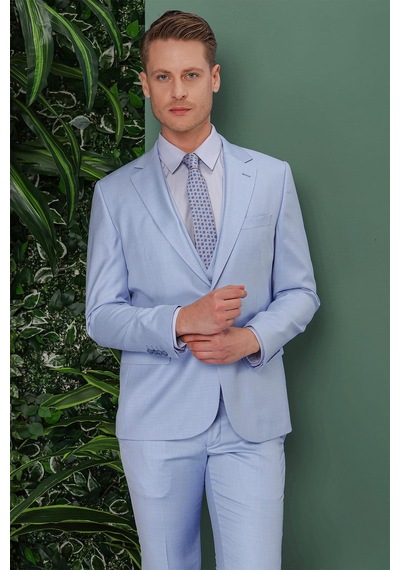 Efor Tk 871 Slim Fit Mavi Klasik Takım Elbise Mavi