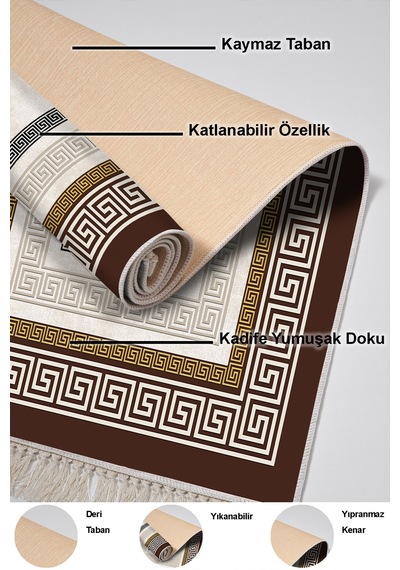 Dekoreko Kaymaz Taban Djt 3 Lü Banyo Paspas Takımı Yıldız Deri Karışık Modern 675m Gold