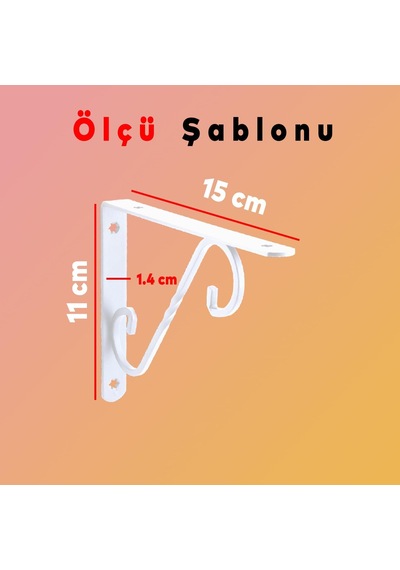 Raf Altı Raf Tutucu Ayak Ferforje Beyaz 150x110 Mm 2 Adet Belirtilmemiş