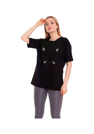 Kadın Oversize Taş Işlemeli Tshirt (534816463)
