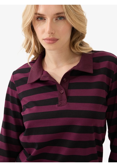 Kadın Polo Yaka T-shirt 60583 - Siyah SIYAH