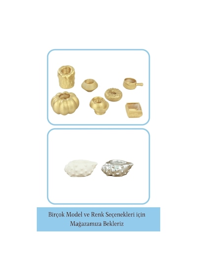 Mumluk Şamdan Tealight Mum Uyumlu Deniz Kabuğu Model - Altın