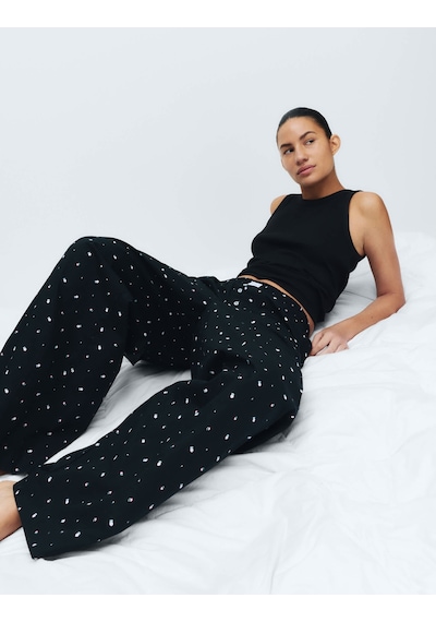 Marks & Spencer Çiçek Desenli Pijama Altı T37001825P Siyah