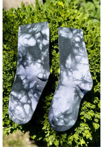 Lousocks Unisex Siyah Batik Desenli Soket Spor Çorap