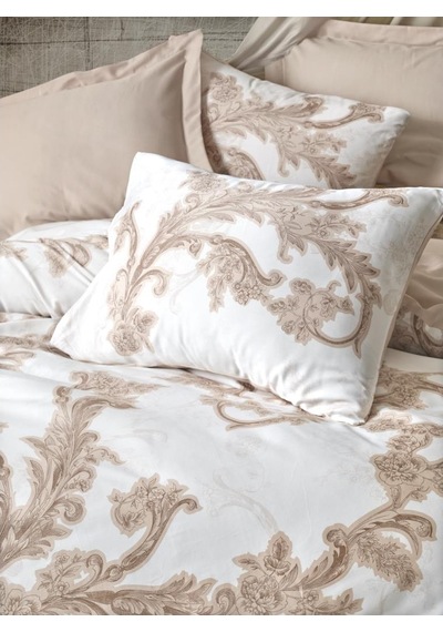 Cotton Box Saten Çift Kişilik Nevresim Takımı Loren Bej
