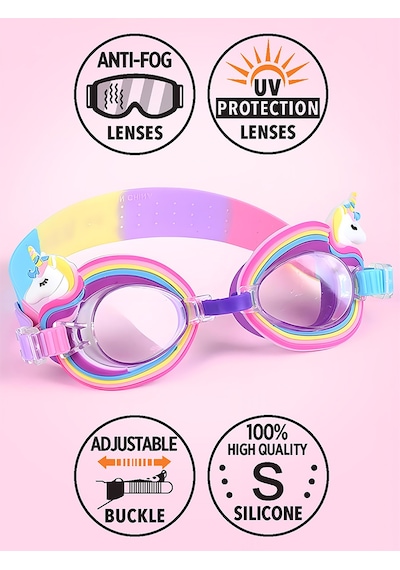 Denokids Kız Çocuk Deniz Gözlüğü Anti-fog Unicorn Renkli