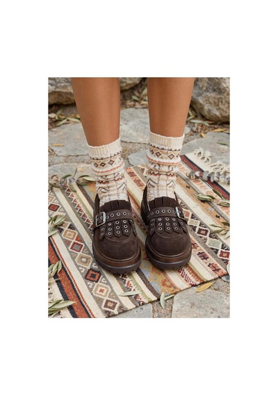 37brandshoes Süet Platform Loafer Kahverengi Kahverengi