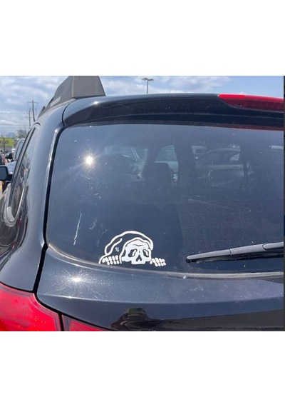 Bagajdan Bakan İskelet Sticker - Araba Oto Motosiklet Karavan Cam Sticker - 00112 12X7 Cm
