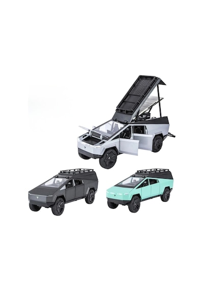 1:24 Metal Cybertruck Kamp Karavan Modelli Çek Bırak Oyuncak Araba - Sesli Işıklı Diecast Model
