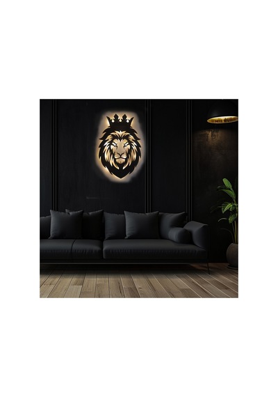 Led Işıklı Portre Aslan Figürlü Tablo Duvar Dekorlu Gece Lambası Sarı - 737712514 Sarı