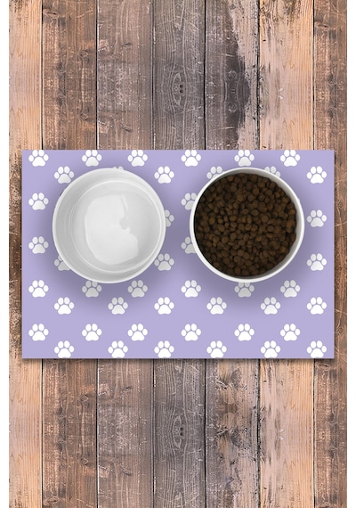 Evaşk  Vinil Kaymaz Tabanlı Keçe Baskılı Evcil Hayvan Pet Mama Paspası 30x45 Renk MOR PM36MMOR