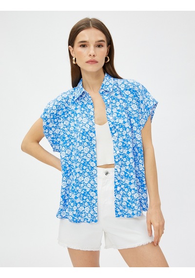 Koton Çiçekli Gömlek Kısa Kollu Ecovero Viscose Mavi Desenli 3sak60375pw 3SAK60375PW6D3 Mavi Koton Çiçekli Gömlek Kısa Kollu Ecovero Viscose Mavi Desenli 3sak60375pw 3SAK60375PW6D3 Mavi