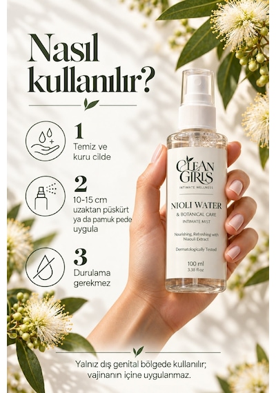 İntim Bakım Spreyi Nioli Ekstreli Durulanmayan Vulva Bakımı Sadece 4 İçerik Ph 4,5 100 Ml