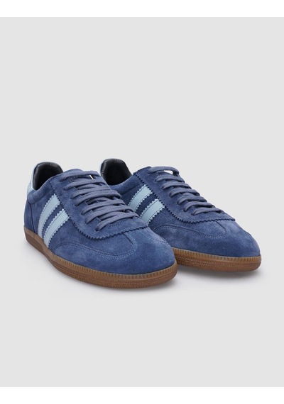 Cabani %100 Hakiki Deri Mavi Süet Bağcıklı Kadın Sneaker Mavi