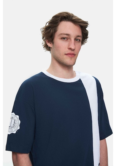 Ucla Keıth Lacivert Bisiklet Yaka Baskılı Oversize Erkek Tshirt Siyah