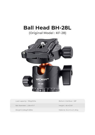 K&F Concept SA254T3 Profesyonel Deve Boynu Tripod 191 CM (T254A4+BH-28L)