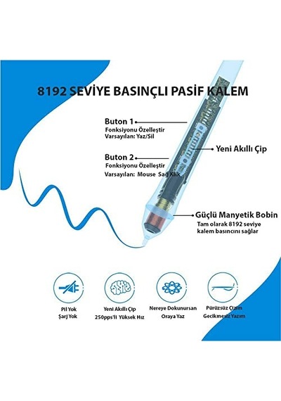 Ve Vk1200 Grafik Tabletler Için 8192l Pilsiz -p05