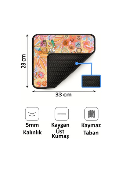 Peace Otantik Tasarımlı 33x28 Cm Mousepad Kaymaz Taban Rahat Konforlu Mouse Pad