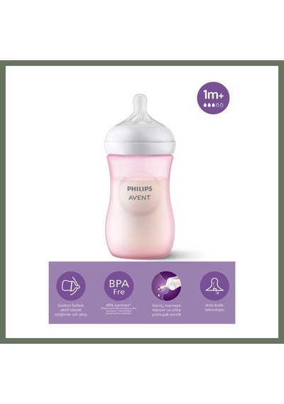 Bezos Doğal Tepkili Natural Response Pp Biberon 260 Ml 1+ Ay Pembe Renk: Pembe Bezos1