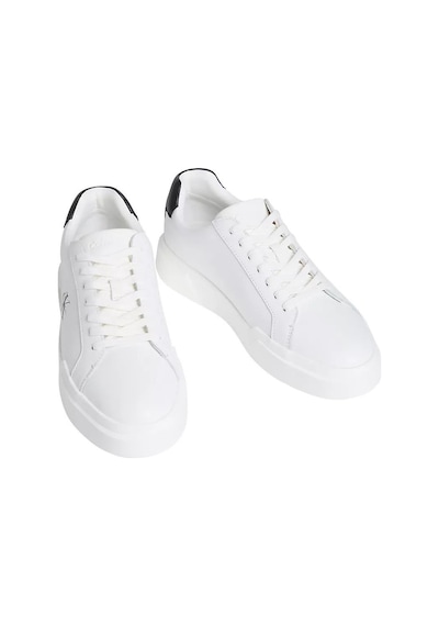 Calvin Klein Erkek Logo Kabartmalı Düşük Bilekli %100 Deri Beyaz1 Sneaker Ym0ym01344-06x-13060 Beyaz1
