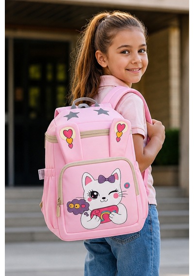 Ls-5170 Kız Çocuk Ana Okul Çantası Okul Çantası Pudra Beyaz