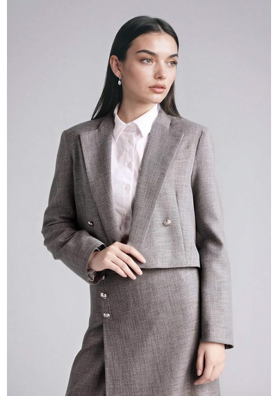 Defacto Boxy Fıt Ceket Yaka Blazer Ceket G8903ax26spgr394 Gri-gr394