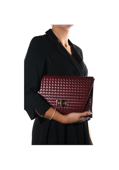 Maorı Bordo Örgü Kadın Clutch Çanta