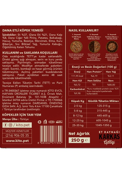 Kito Fresh Dana Etli Taze Yetişkin Köpek Yemeği 6 x 250 G