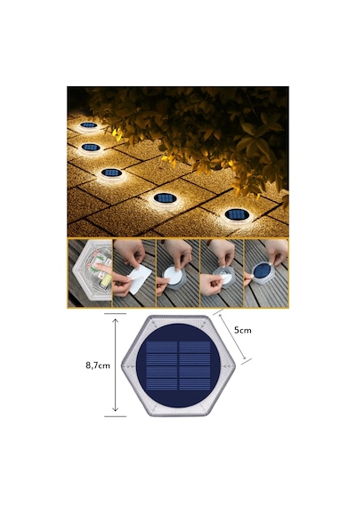 Technojet 4adet Güneş Enerjili 20ledli Premium Kalite Solar Dekoratif Zemin Bahçe Peyzaj Aydınlatma Sarı