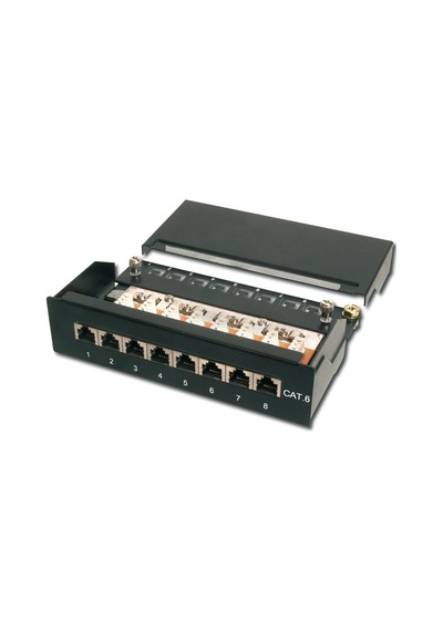 Digitus 8 Port Cat 6 Patch Panel, Class E, Masaüstü Tip, Zırhlı, Siyah Renk-18538