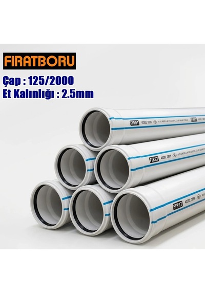 Fırat 125/2000mm Pvc Atık Su Borusu, 2.5mm Et Kalınlığı, 1 Adet