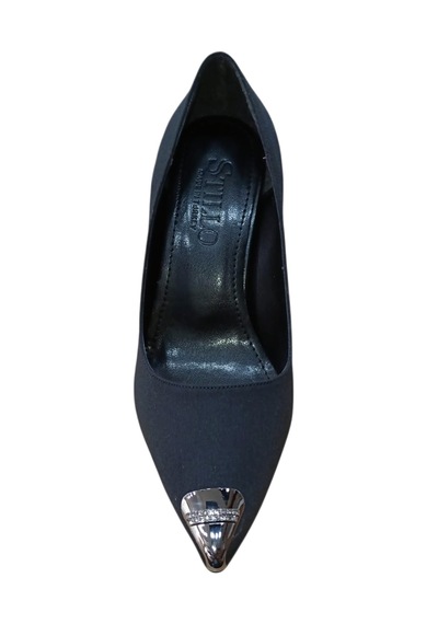 Stillo 907 Kadın Burun Ve Topuk Taş Detaylı Stiletto Siyah