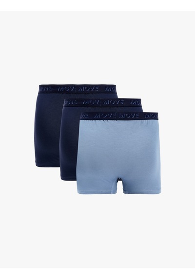 Koton Baskılı Lastik Detaylı Pamuklu 3'lü Boxer Seti Lacivert 7wlm90018mk