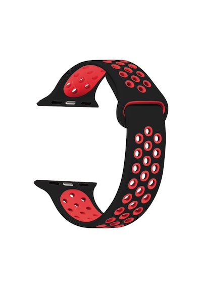 Microsonic Apple Uyumlu  Watch Series 2 38Mm Band Kordon Siyah Kırmızı