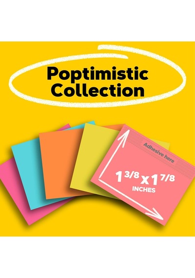 Mini Notlar, 1 3/8 X 1 7/8, 18 Pedi, Amerika'nın 1 Numaralı Favori Yapışkan Notları, Poptimistic Koleksiyonu, Parla