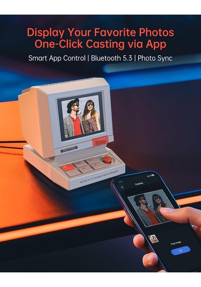 Minitoo Retro Pc-style Bilgisayar Hoparlörü, Akıllı Piksel Ekranı Ve Kendi Resimlerinizi Oluşturma Özelliği, Bluetooth Ve Usb Ses, Beyaz Gürültülü Alarm/zamanlayıcı, Yatak Odası İçin