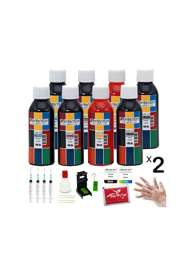 Hp , Canon 2 Kartuşlu Yazıcı Üniversal Aparatlı Mürekkep Dolum Seti 8x100 ml.